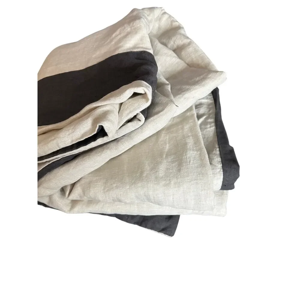 WIlliams-Sonoma 100% Linen Duvet Cover Colorblock Made in Italy Queen